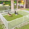 Tangkula 2PCS 80" x 39" Vinyl Picket Fence 2 No Dig Fence Panels for Soft Ground White - 3 of 4