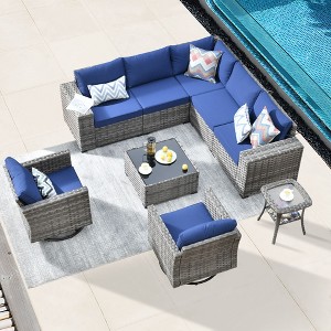 XIZZI Premium Outdoor Swivel Chair Sofa Set in 7 Colors, Modular Patio Seating with Swivel Chairs, Add-Ons Like Coffee Table and Fire Pit - 1 of 4