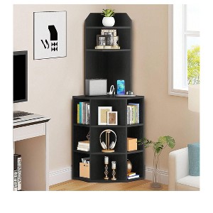 6 Tier Corner Bookshelf Office Display Cubby Industrial Corner Storage Cabinet Rack with USB Charging Station & Power Outlets Charging Station - 1 of 4
