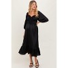 Pinkblush Black Satin Smocked Cinched Bust Maternity Midi Dress - 2 of 3