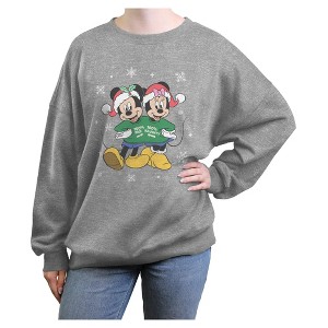 Juniors Mickey & Friends Nice and Naughty Christmas Duo Sweatshirt - 1 of 4