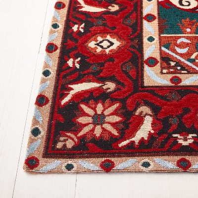 Red and Black 4' x 6' Machine Washable Medallion Area Rug