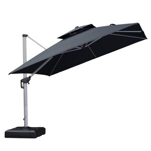 PURPLE LEAF Square Patio Umbrella Cantilever Umbrella with Base for Pool Lawn Garden 360° Rotation - 1 of 4