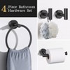 Itopfox 4 Piece Matte Black Bathroom Hardware Set Stainless Steel Wall Mounted Includes Towel Ring Toilet Paper Holder 2 Hooks - 2 of 4