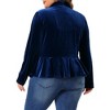 Agnes Orinda Women's Plus Size Button Ruffle Work Office Suit Velvet Blazers - 4 of 4