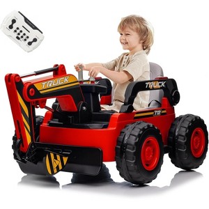 12V Ride On Excavator for Kids, 4WD Electric Excavator Toy with Remote Control - 1 of 4