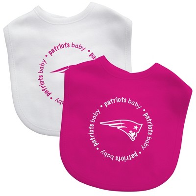 Image of BabyFanatic Officially Licensed Pink Unisex Cotton Baby Bibs 2 Pack -  NFL New England Patriots.