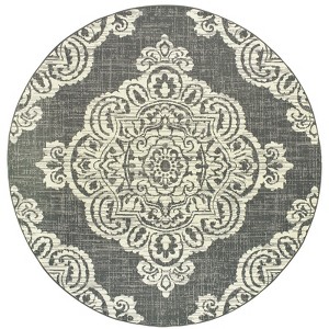Oriental Weavers Marina 5929E Grey/ Ivory Indoor/Outdoor Area Rug - 7'10" Round - 1 of 4