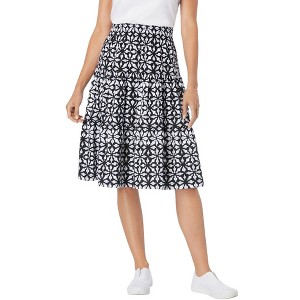 Woman Within Women's Plus Size Elastic-Waist Knit Tiered Skirt - 1 of 4