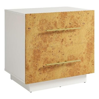 Modway ABEL 2 Drawer Nightstand in White Bleached Burl