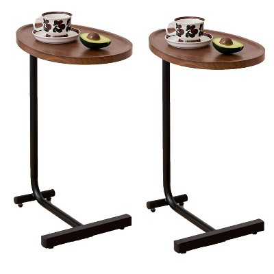 Lirago 2-Piece Brown C-Shaped Side Tables-Compact Metal End Tables for Sofa & Bed 17.72"W * 11.8"L * 23.62"H