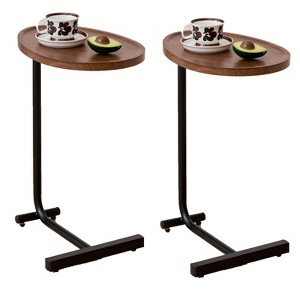 Lirago 2-Piece Brown C-Shaped Side Tables-Compact Metal End Tables for Sofa & Bed 17.72"W * 11.8"L * 23.62"H - 1 of 4