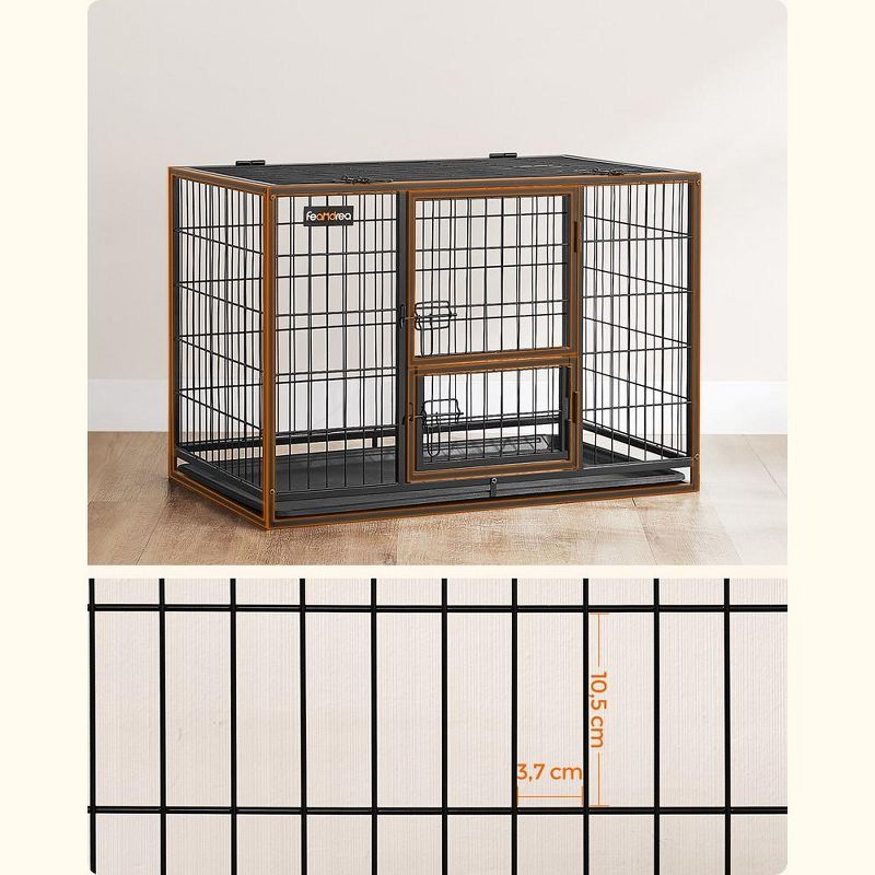 Feandrea Heavy-Duty Dog Crate, Metal Dog Kennel and Cage with Removable Tray, for Small and Medium Dogs, 3 of 9