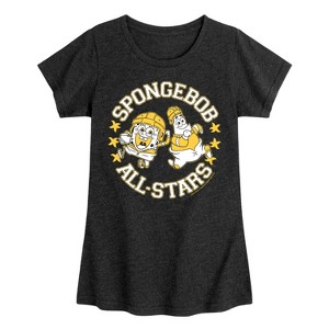 Girls' - SpongeBob SquarePants - Football All-Stars Fitted Short Sleeve Graphic T-Shirt - 1 of 4