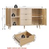 Buffet Cabinet w/ Storage, Farmhouse Credenza Storage Cabinet w/ 3 Drawers and 2 Doors, Coffee Bar Wine Bar Cabinets w/ Adjustable Shelves - 2 of 4