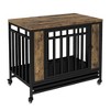 Hrinhom 32.5"W Dog Crate Furniture, Wooden Dog Kennel with Iron Door and Tray - 4 of 4