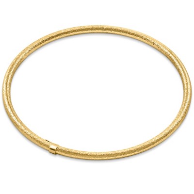 Pompeii3 18K Gold Plated Silver Textured 3mm Slip-On Bangle Bracelet