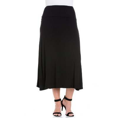 24seven Comfort Apparel Women's Elastic Waist Maxi Skirt-black-l : Target