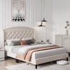 homfan Upholstered Bed Frame, Wingback Headboard, Velvet Platform Bed, Button Tufted Design, No Box Spring Needed - 3 of 4