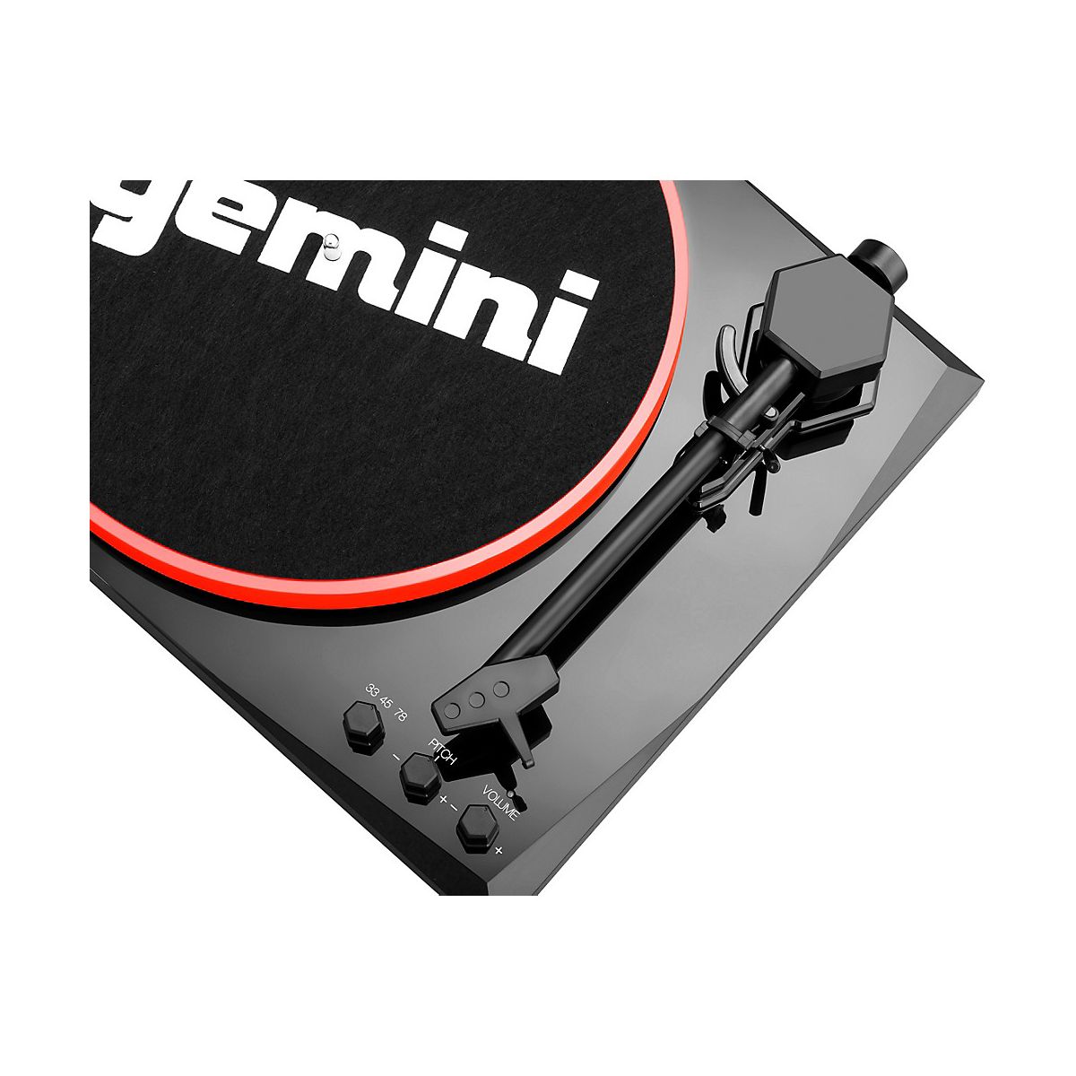 Gemini TT-900BR Vinyl Record Player Turntable With Bluetooth and Dual Stereo Speakers Black/Red - thumbnail 5