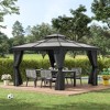 Outsunny Hardtop Gazebo Outdoor Polycarbonate Canopy Aluminum Frame Pergola with Double Vented Roof, Netting & Curtains for Garden - image 3 of 4