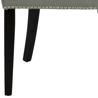 Elegant Sloped-Arm Linen Side Chair in Gray with Birch Wood Legs