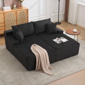 79" Double Oversized Lounge Chair, Corduroy Sleeper Sofa with 4 Pillows, No Assembly Required, for Living Room, Bedroom, or Office - 1 of 4