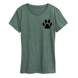 Women's - Instant Message - Black Pawprint Left Chest Short Sleeve Graphic T-Shirt - 1 of 4