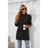 High-Neck Split Side Sweater Women's Oversized Pocket Detail Top - 2 of 4