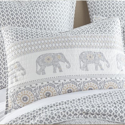 Nacala Twin Gray and Taupe Cotton Quilt Set