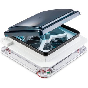 Hike Crew 11” RV Roof Vent Fan, 12V Intake & Exhaust Manual Camper Fan with LED Light - Smoked Lid - 1 of 4