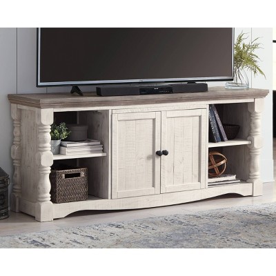 Havalance 67" White and Brown Two-Tone TV Stand with Cabinet