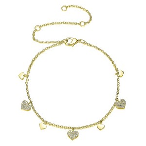 Cubic Zirconia Heart Charm Bracelet, featuring a charming heart-shaped design with sparkling Cubic Zirconia for a playful and elegant accessory. - 1 of 3