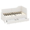 Twin Size L-Shaped Upholstered Daybed with Corduroy Finish and 2 Storage Drawers for Kids or Guest Room-Cuddlewood - 3 of 4