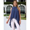 INSPIRE CHIC Women's Casual Tie Back Asymmetrical High Low Sleeveless Mock Neck Flowy Blouse - 2 of 4