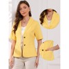 INSPIRE CHIC Women's Cotton Linen Button Office Business Short Sleeve Blazer Jacket - 2 of 4