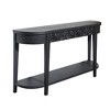 Gulches 59.2in Black Carved Wooden Console Table - 2 Drawers, Lower Storage Shelf, for Entryway, Living Room - 3 of 4
