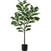 4.3 Ft Artificial Ficus Lyrata Plant with 46 Fiddle Leaves, Potted Tall Fake Plants for Indoor Outdoor Home Office Living Room Decor - 2 of 4