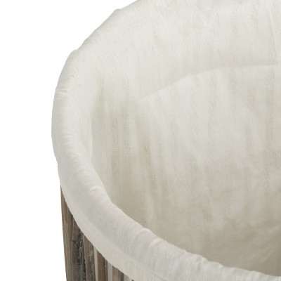 White Wash Rattan Cylinder Laundry Hampers with Removable Lids