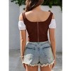 Acekool Women's Vintage Corset Top – Fitted Boat Neck Camisole, Irregular Waistcoat, Sleeveless Retro Suspender - 4 of 4
