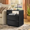 Mid Century Modern Nightstand with USB Ports, Charging Station, Louver Drawer Design and Open Shelf for Bedroom or Living Room-Maison Boucle - 3 of 4