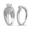 Silver 1/3 Cttw Round Diamond Crisscross Engagement Ring Bridal Set - 4 of 4