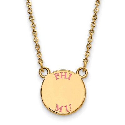 Black Bow Jewelry 14k Yellow Gold Plated Sterling Silver Phi Mu Greek Life Necklace 18 Inch