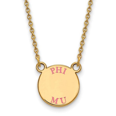 Black Bow Jewelry 14k Yellow Gold Plated Sterling Silver Phi Mu Greek Life Necklace 18 Inch - image 1 of 4