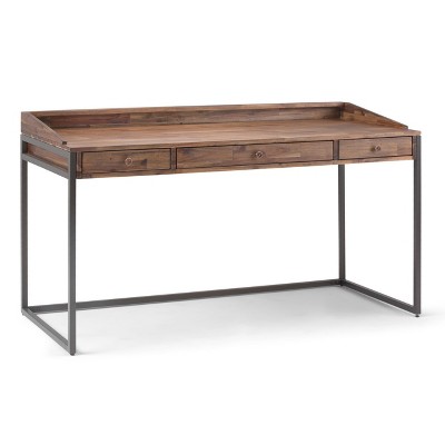 Brinkley Desk Distressed Rustic Brown - WyndenHall: Solid Acacia, Metal Legs, Keyboard Tray, 2 Drawers