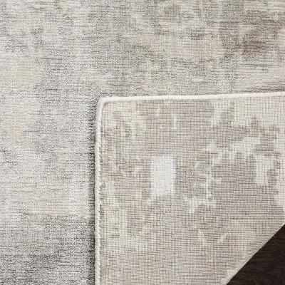 Handmade Gray Abstract 6' x 9' Viscose Silk Area Rug