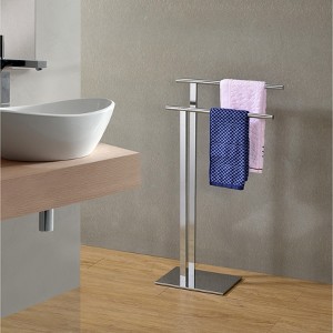 Kings Brand Furniture - Marinali Metal Freestanding Bathroom Towel Rack Stand, Chrome - 1 of 2