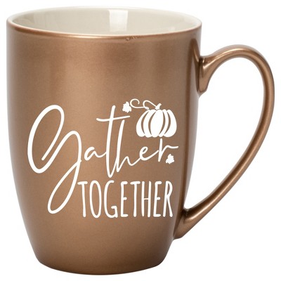 Elanze Designs Gather Together Wreath Bronze 10 ounce New Bone China Coffee Cup Mug