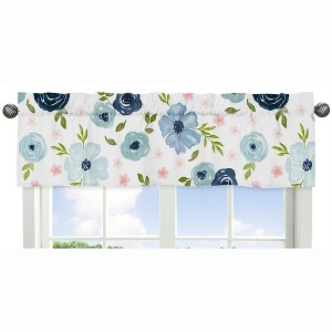 Sweet Jojo Designs Window Valance Treatment 54in. Watercolor Floral Blue Pink White - 1 of 4