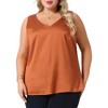 Agnes Orinda Women's Plus Size Silky Satin V Neck Casual Sleeveless Summer Basic Tank Tops - 2 of 4